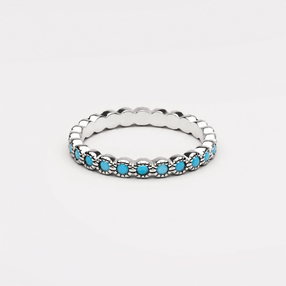 Turquoise Eternity Band Ring, Steel — Azure