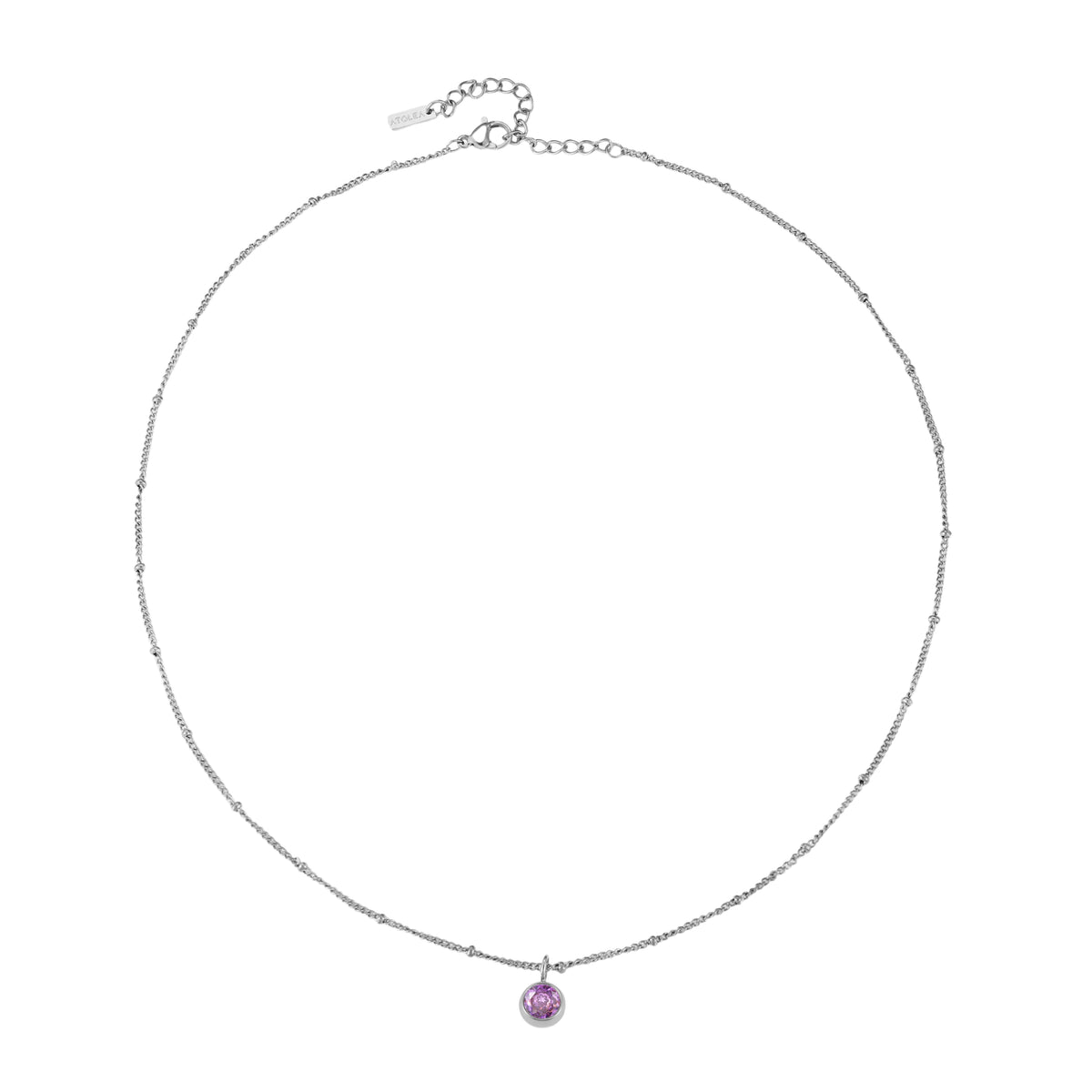 Round CZ Birthstone Necklace, 9 mm