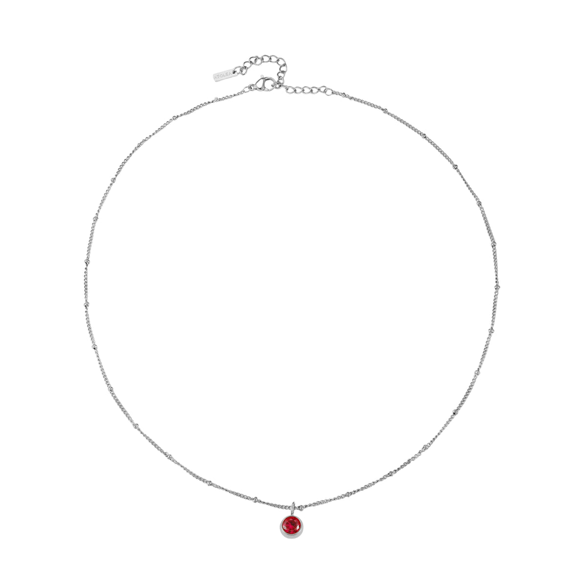 Round CZ Birthstone Necklace, 9 mm