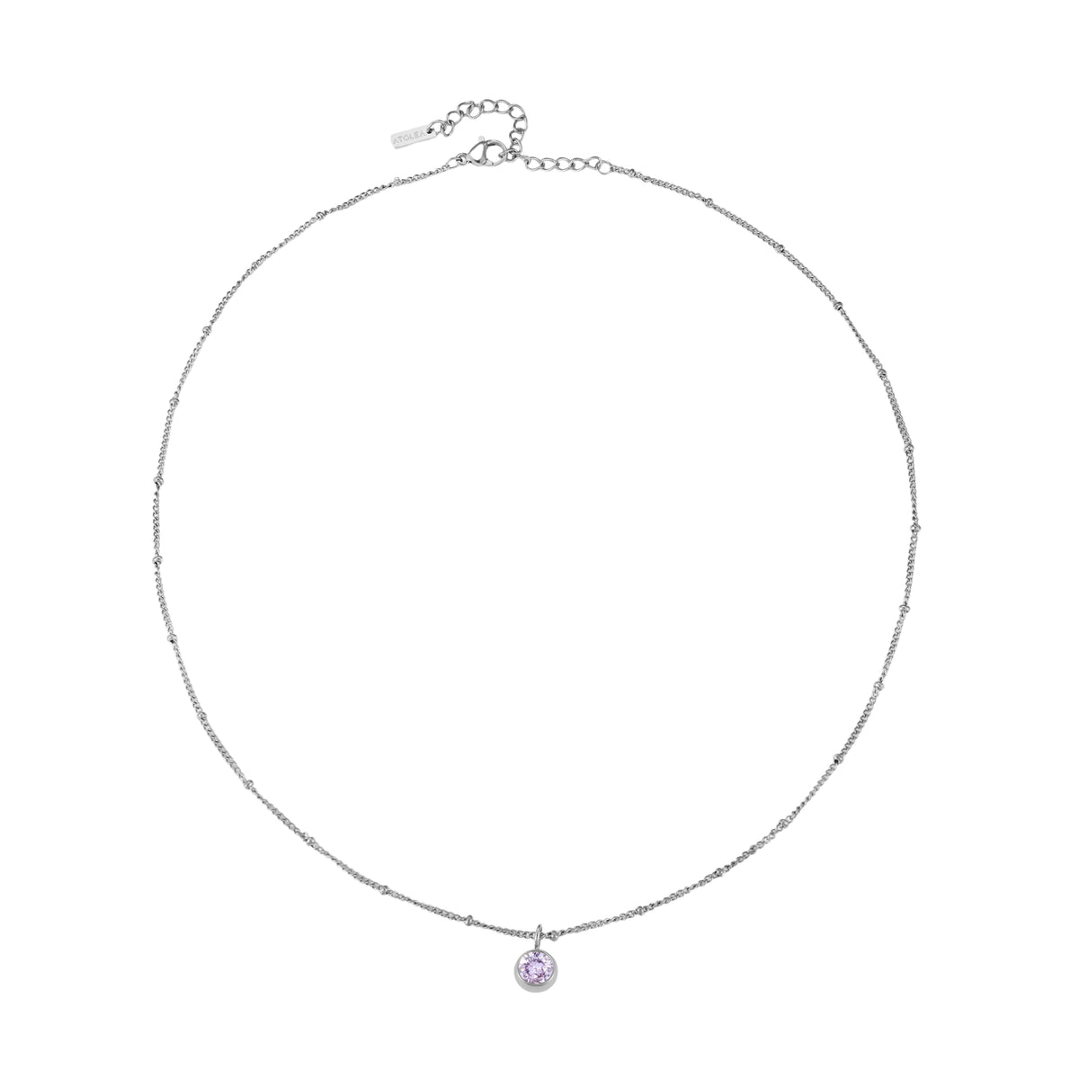 Round CZ Birthstone Necklace, 9 mm