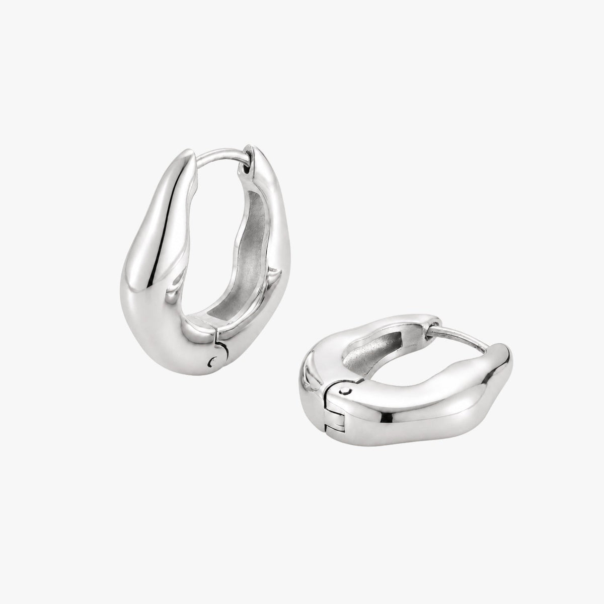 Organic Sculpted Hoop Earrings, 20 mm, Stainless Steel