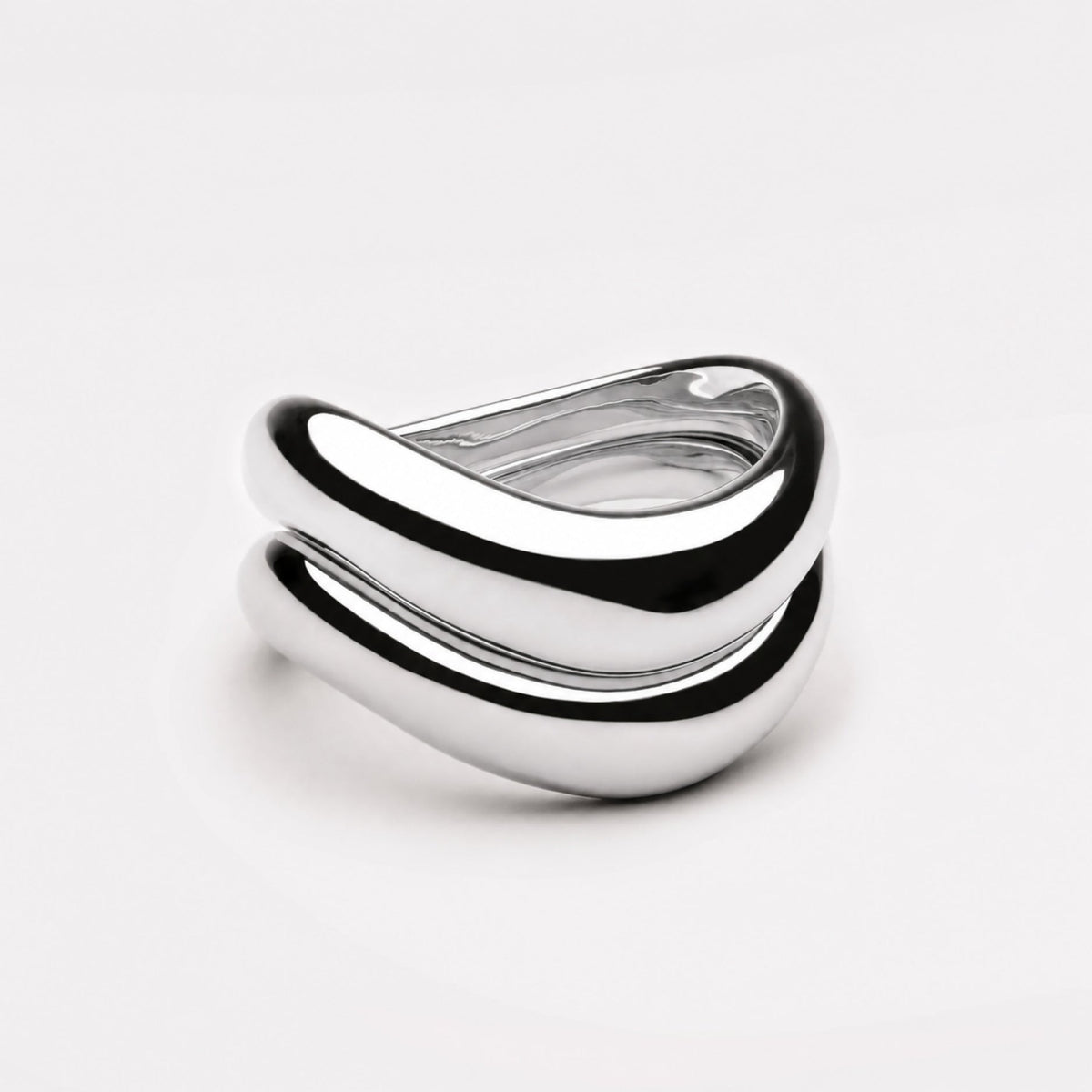 Two Sculpted Wave Rings Set — Double Trouble
