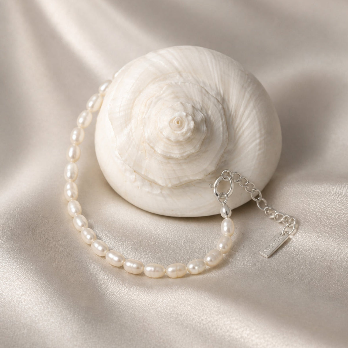 Freshwater Pearl Bracelet, 16–20 cm, Steel