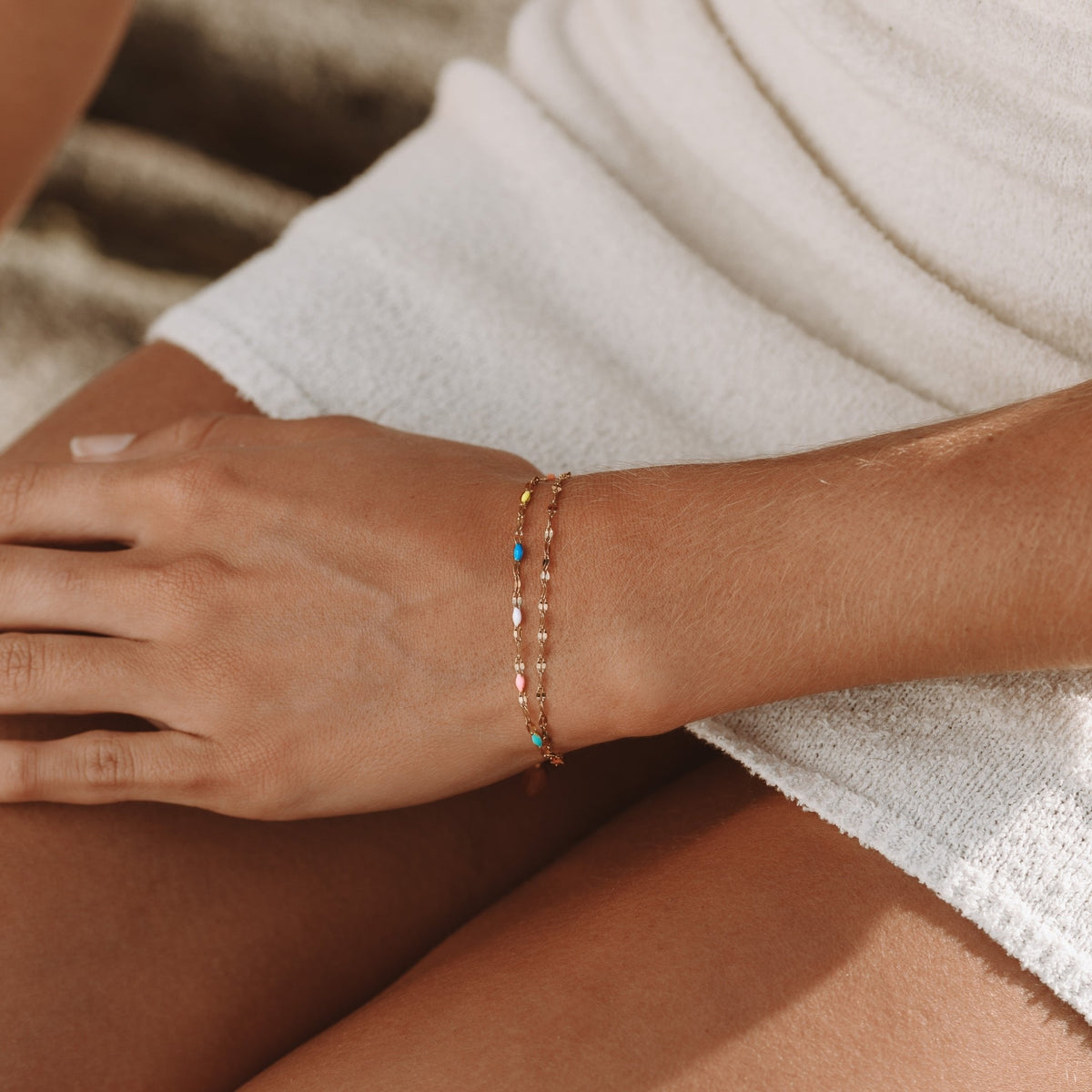 Rainbow Double Chain Bracelet, 16 cm