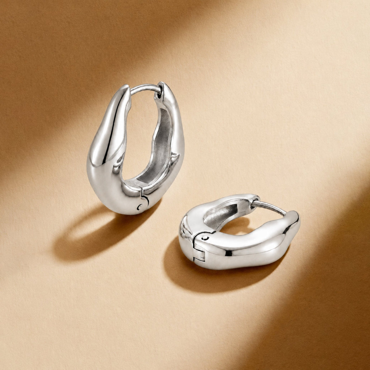 Organic Sculpted Hoop Earrings, 20 mm, Stainless Steel