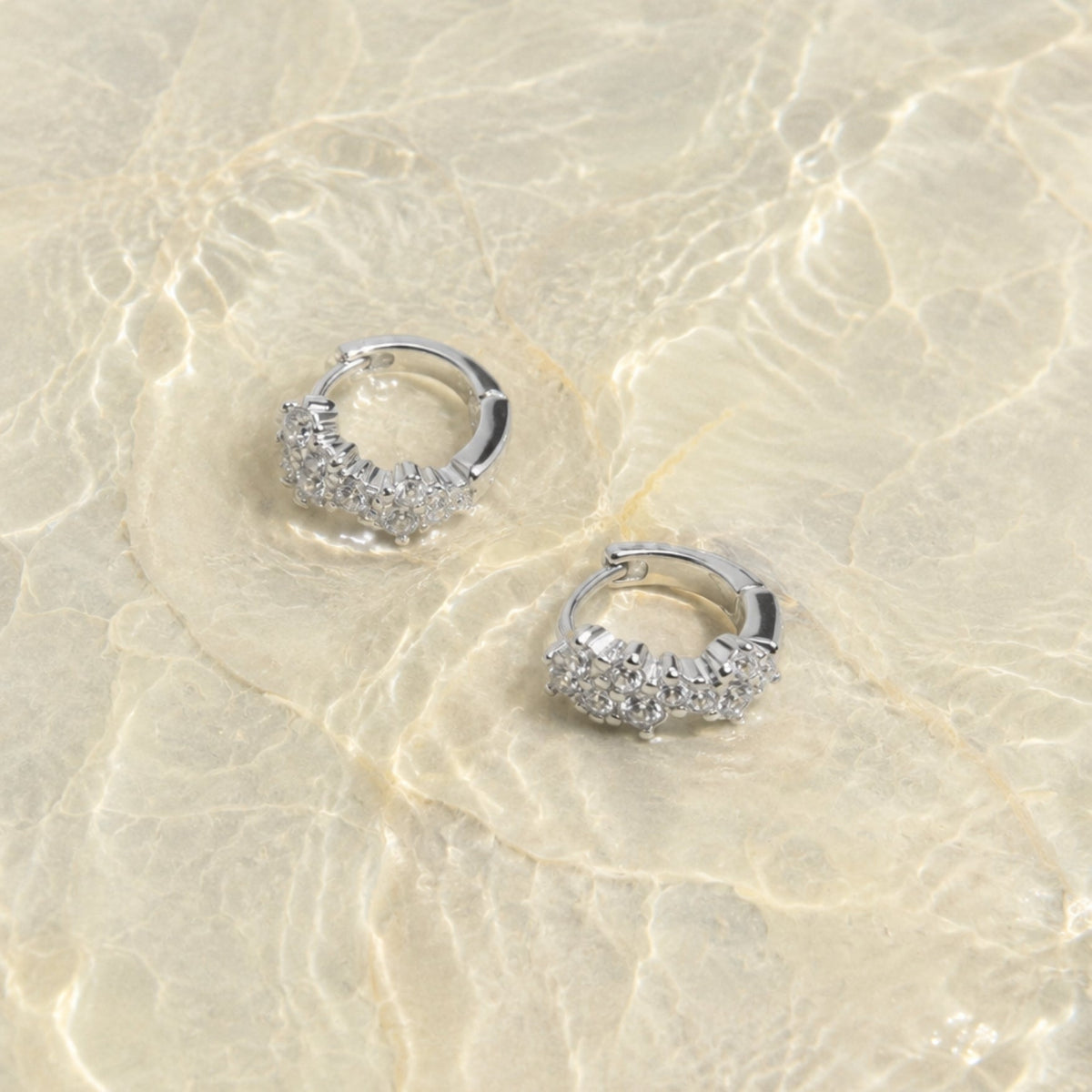 White Zircon Cluster Huggie Earrings — Starlight