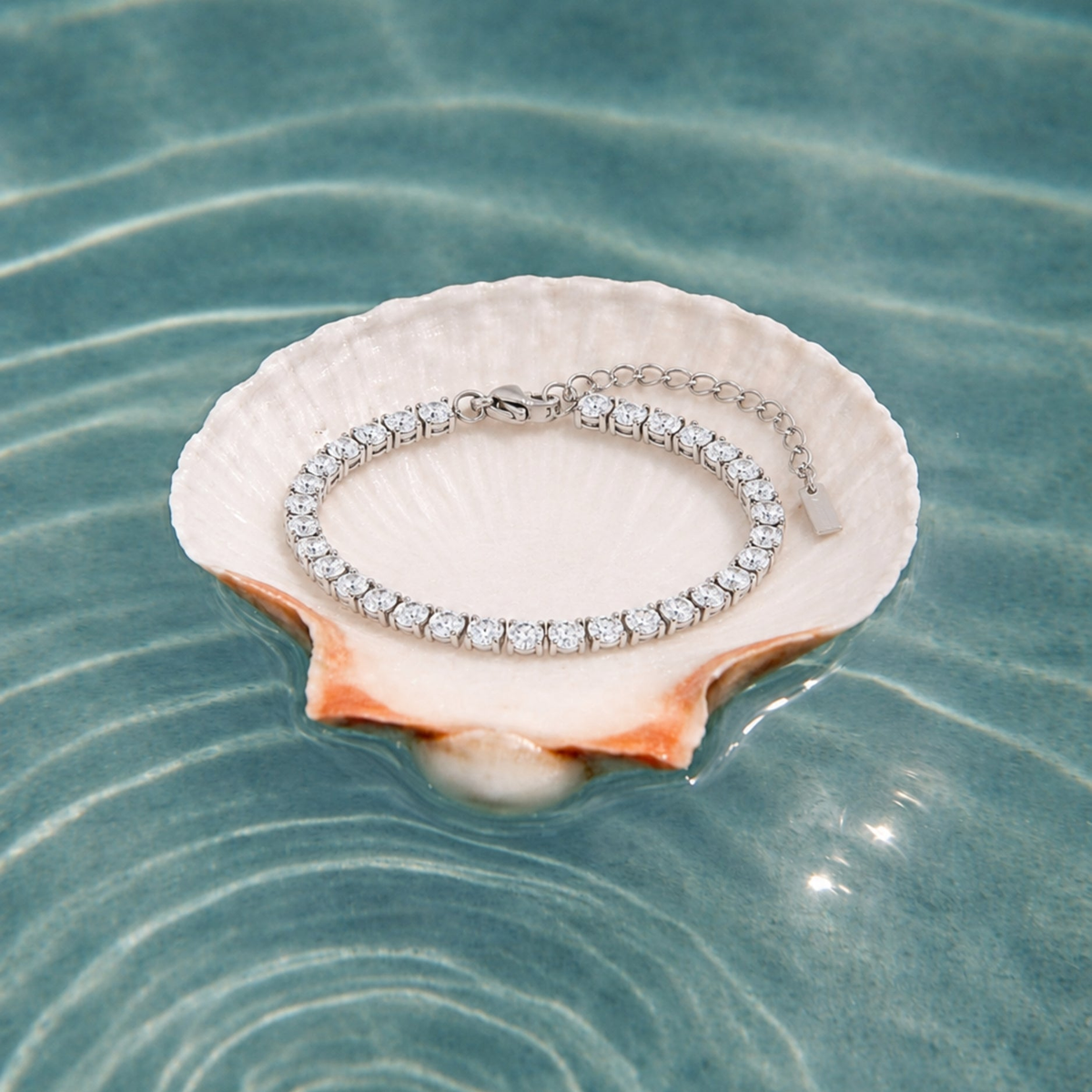 Zircon Tennis Bracelet, 4.1 mm Stones, Steel