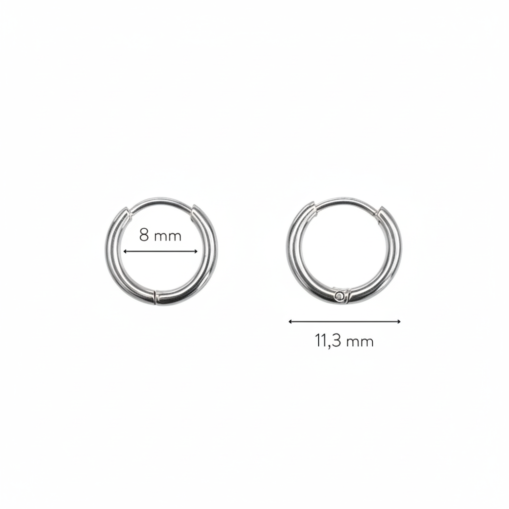 Tiny Plain Huggie Hoops, 8 mm Inside Diameter