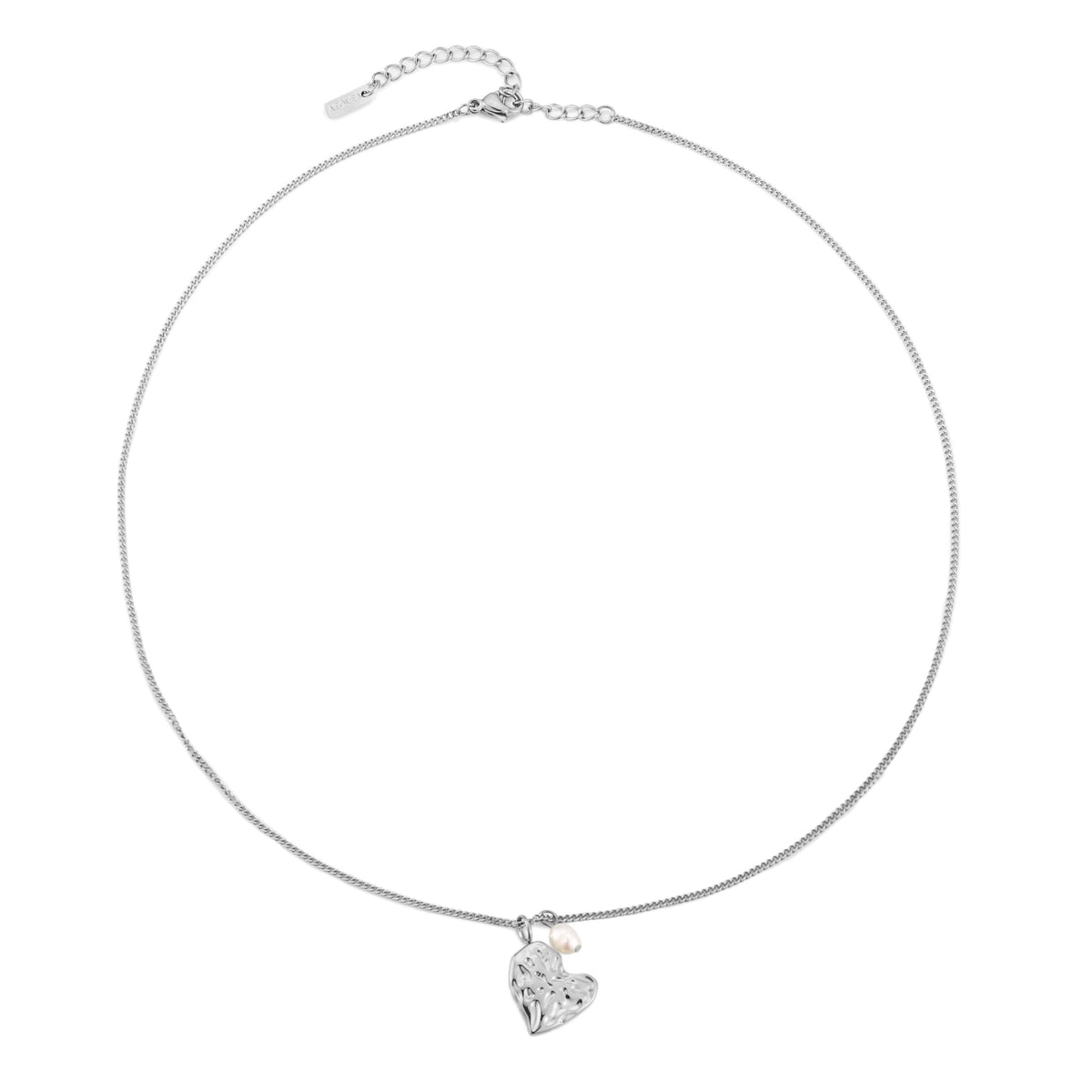 Textured Heart and Pearl Necklace — Valentine
