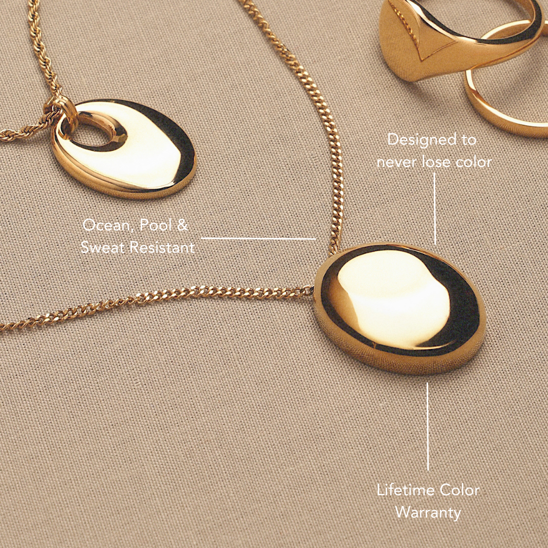 Polished Pebble Pendant Necklace, Steel