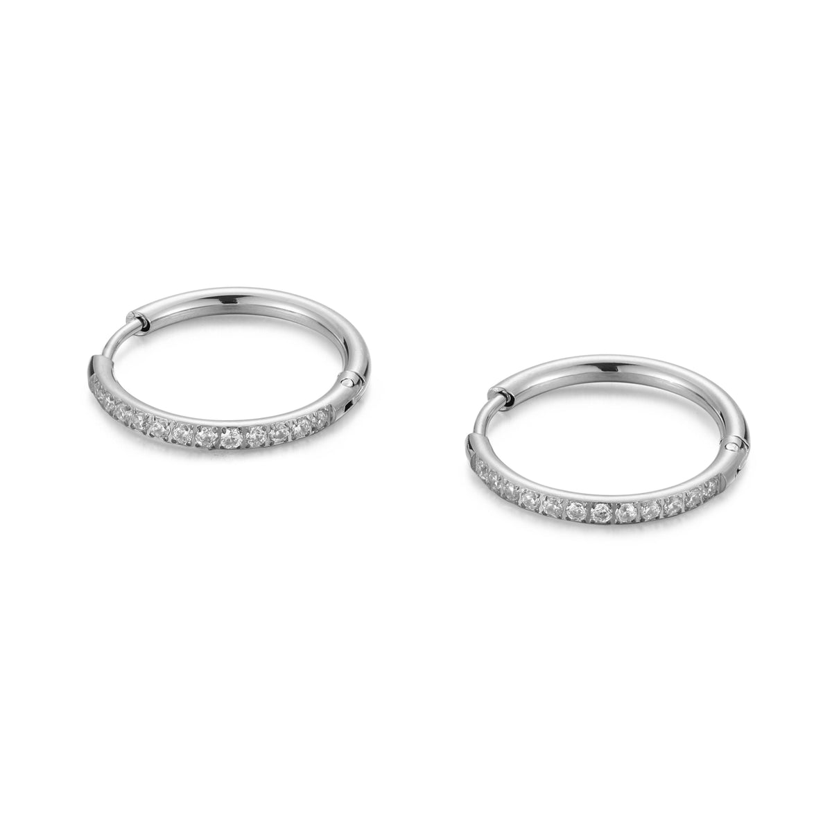 Pavé Cubic Zirconia Hoop Earrings, 16 mm