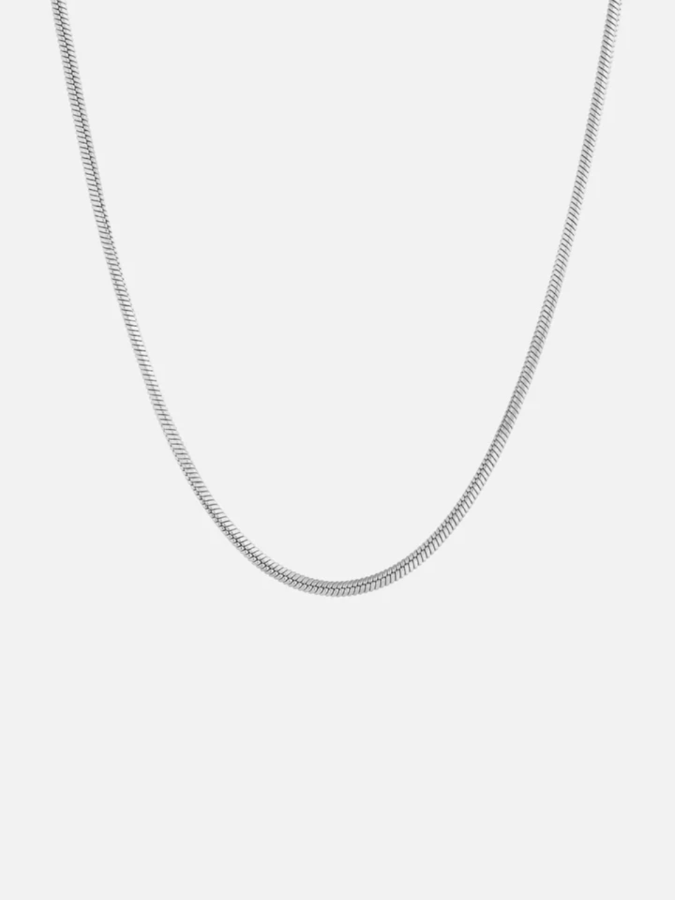 Men’s Box Chain Necklace, 55 cm, Platinum-Plated Steel