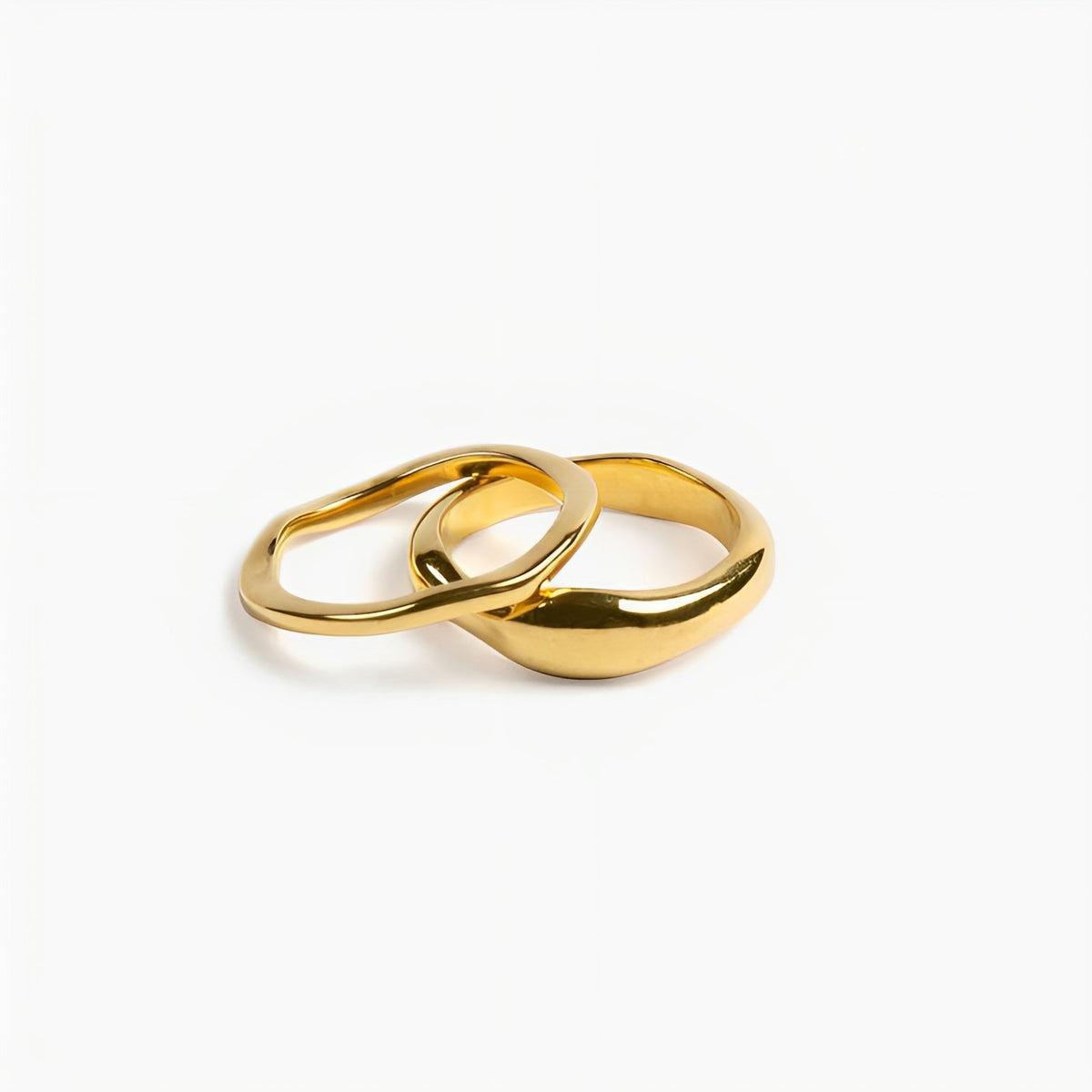 Two Sculpted Stacking Rings Set — Gemini