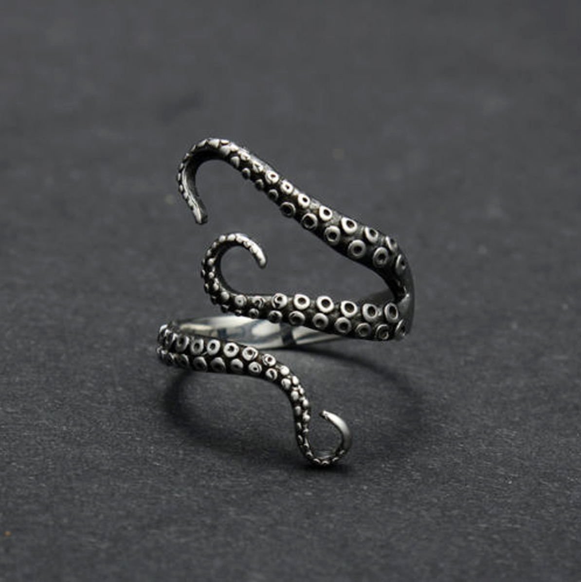 Adjustable Octopus Tentacle Ring, Stainless Steel