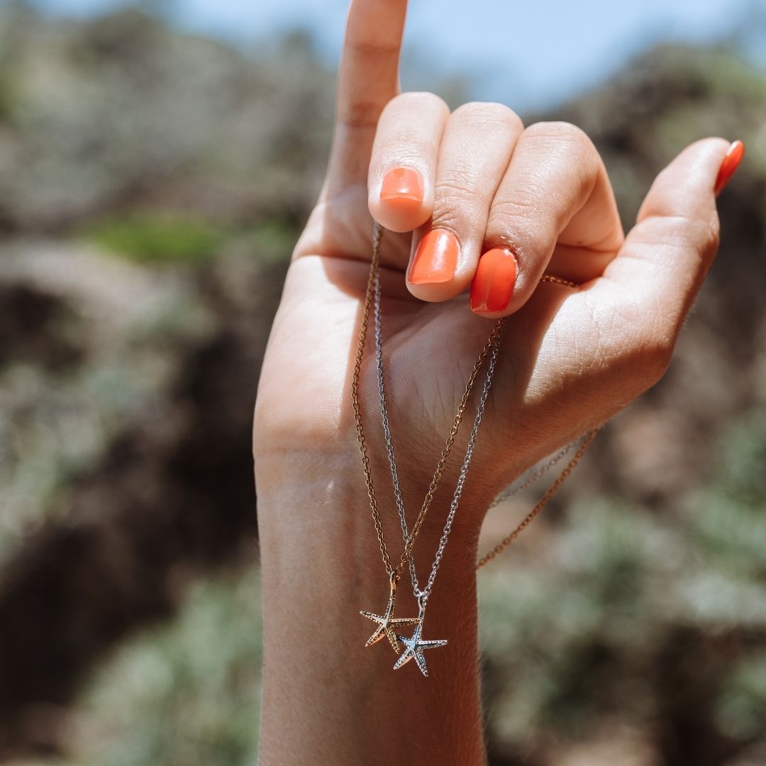 Textured Starfish Pendant Necklace, 45 cm