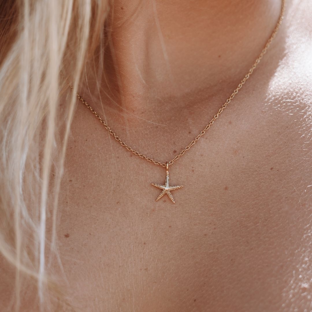 Textured Starfish Pendant Necklace, 45 cm