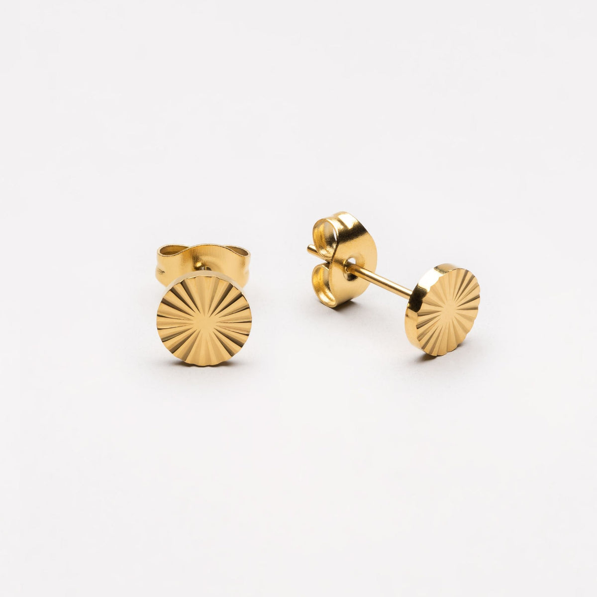 Sun Stud Earrings, 6 mm, 18K Gold PVD Stainless Steel