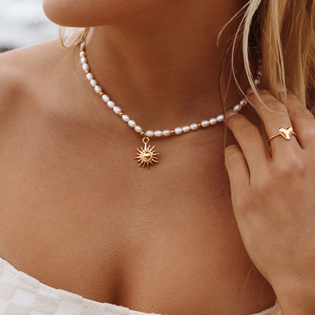 Sun Charm Freshwater Pearl Necklace — Naoussa