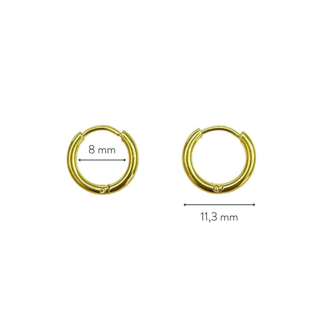 Tiny Plain Huggie Hoops, 8 mm Inside Diameter