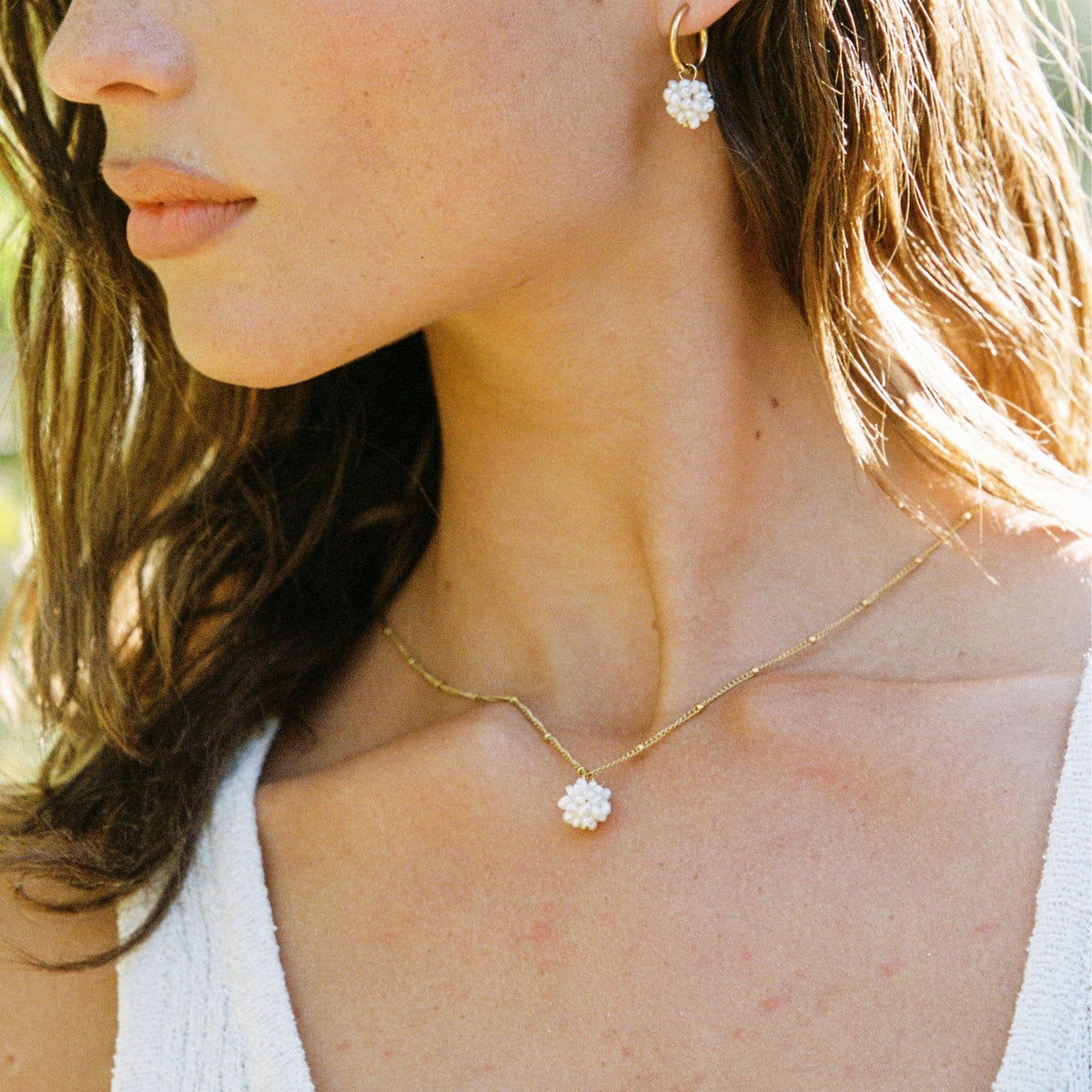 Freshwater Pearl Cluster Pendant Necklace