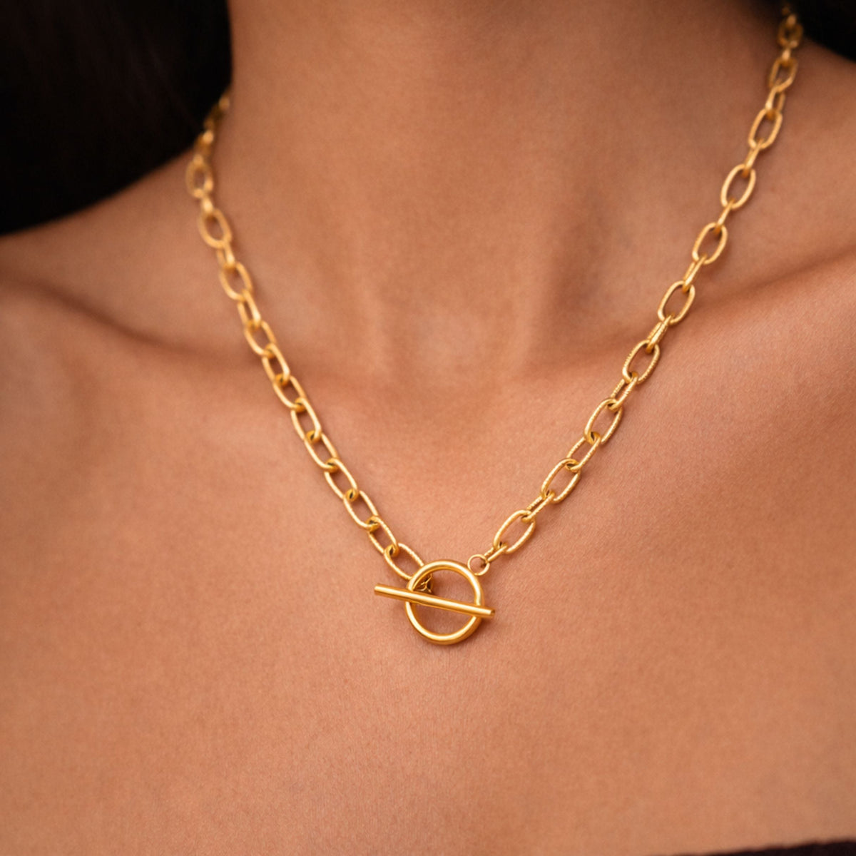 Paperclip Toggle Choker, 42 cm, Steel