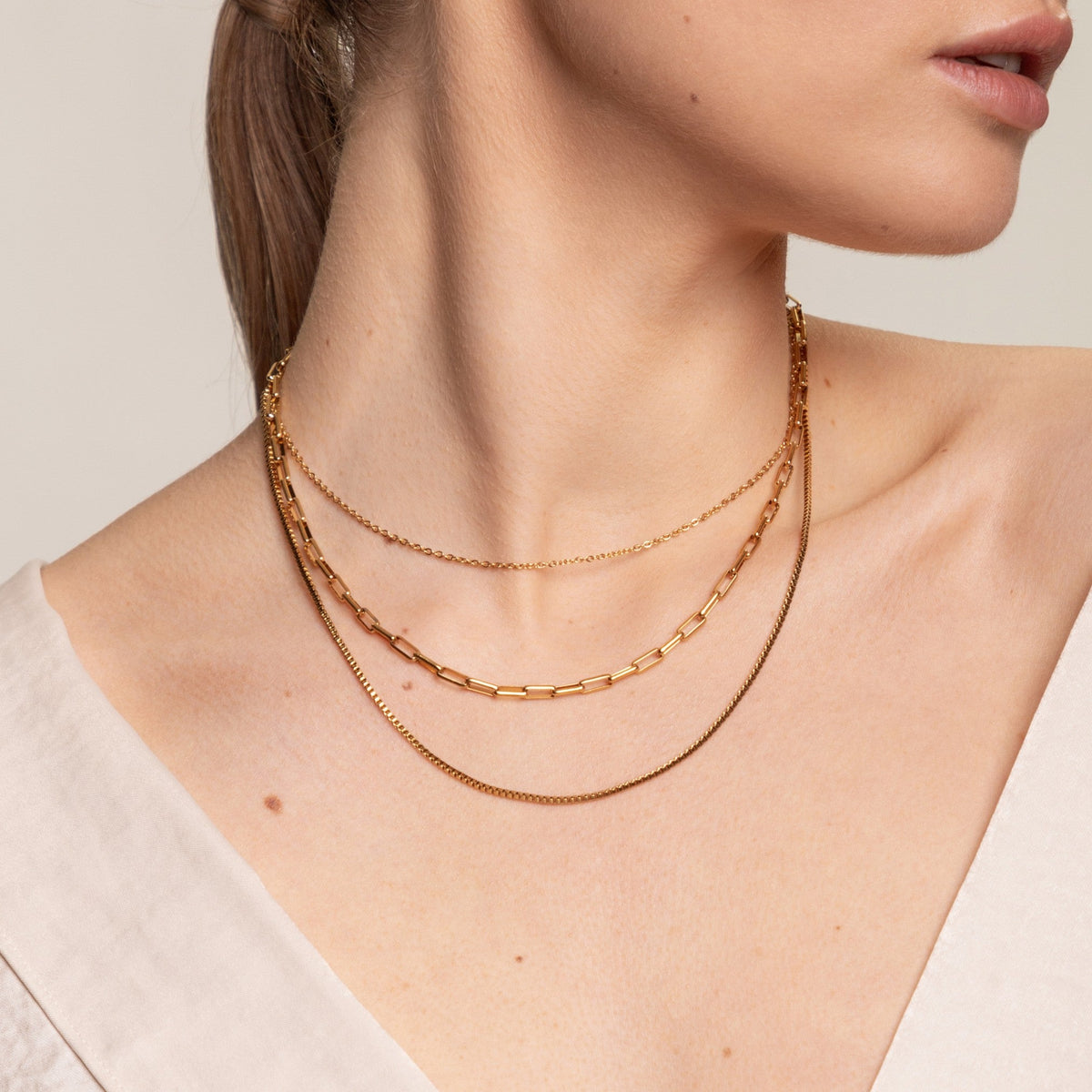 Triple Layer Chain Necklace — Saona