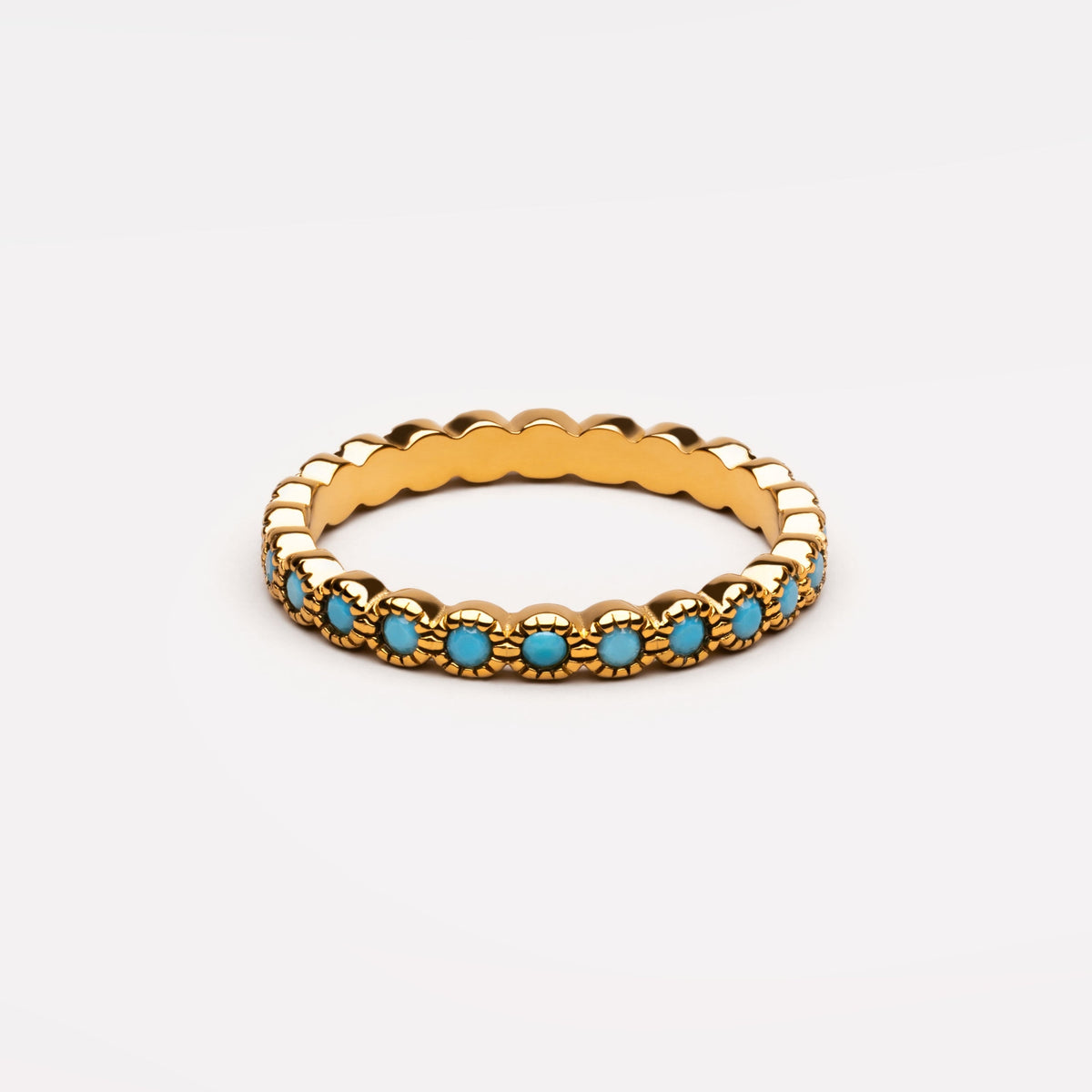 Turquoise Eternity Band Ring, Steel — Azure