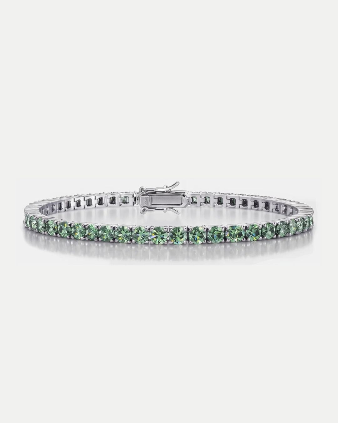 Men’s Green Moissanite Tennis Bracelet, 4 mm, 925 Silver — Verdant Éclat