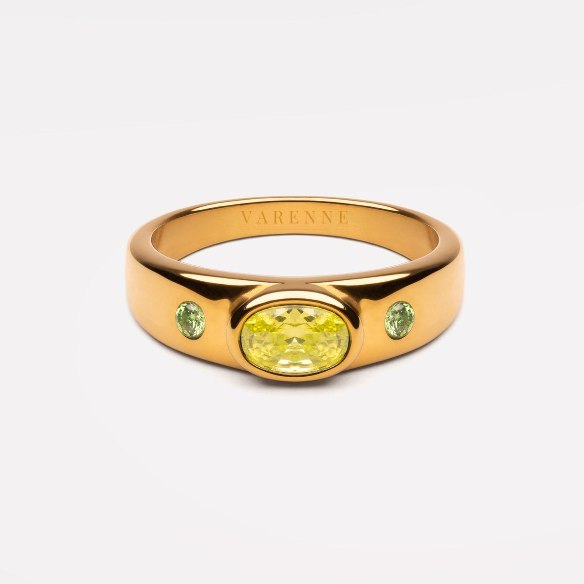 Three Green Zircon Band Ring — Basilic
