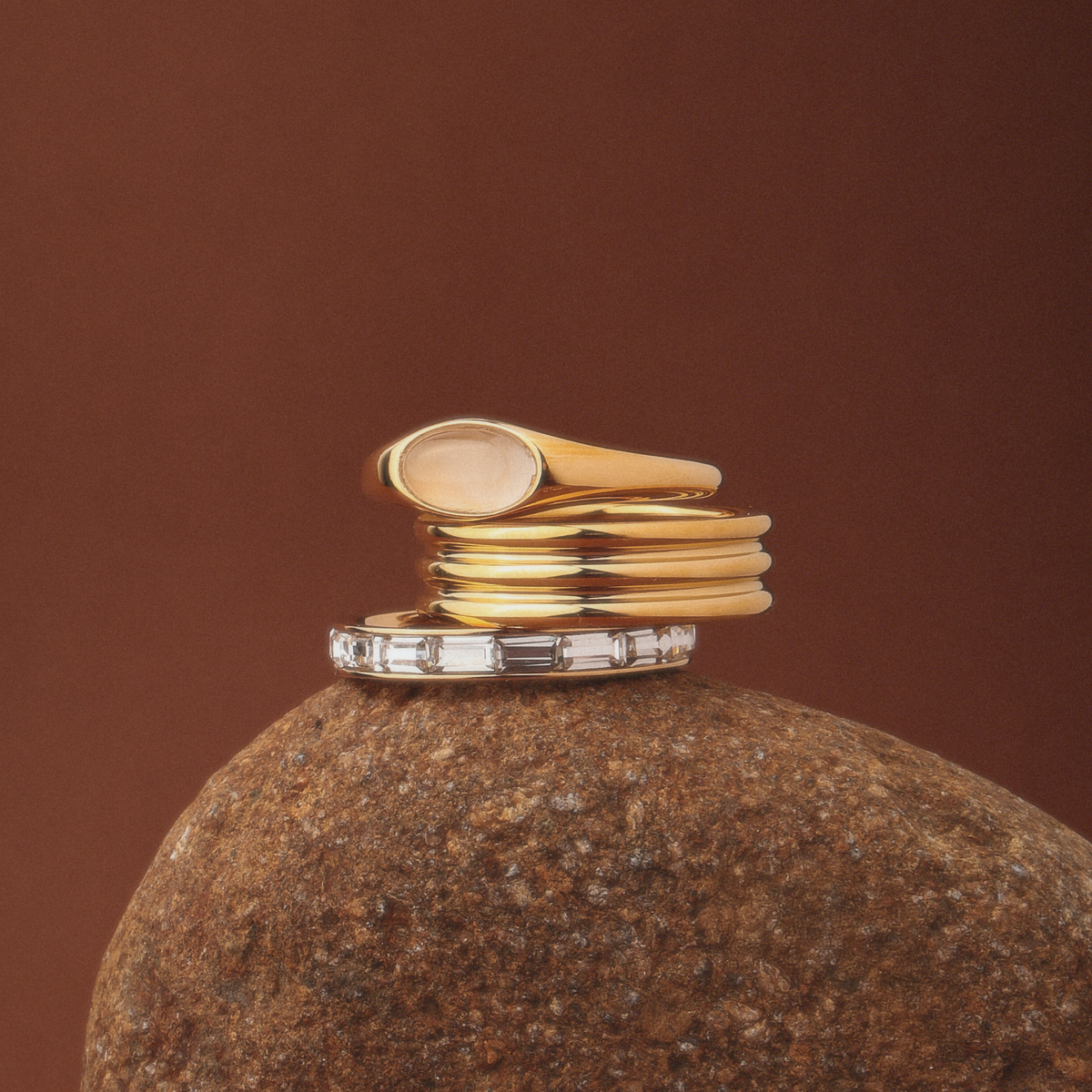 Oval Moonstone Ring, Stainless Steel