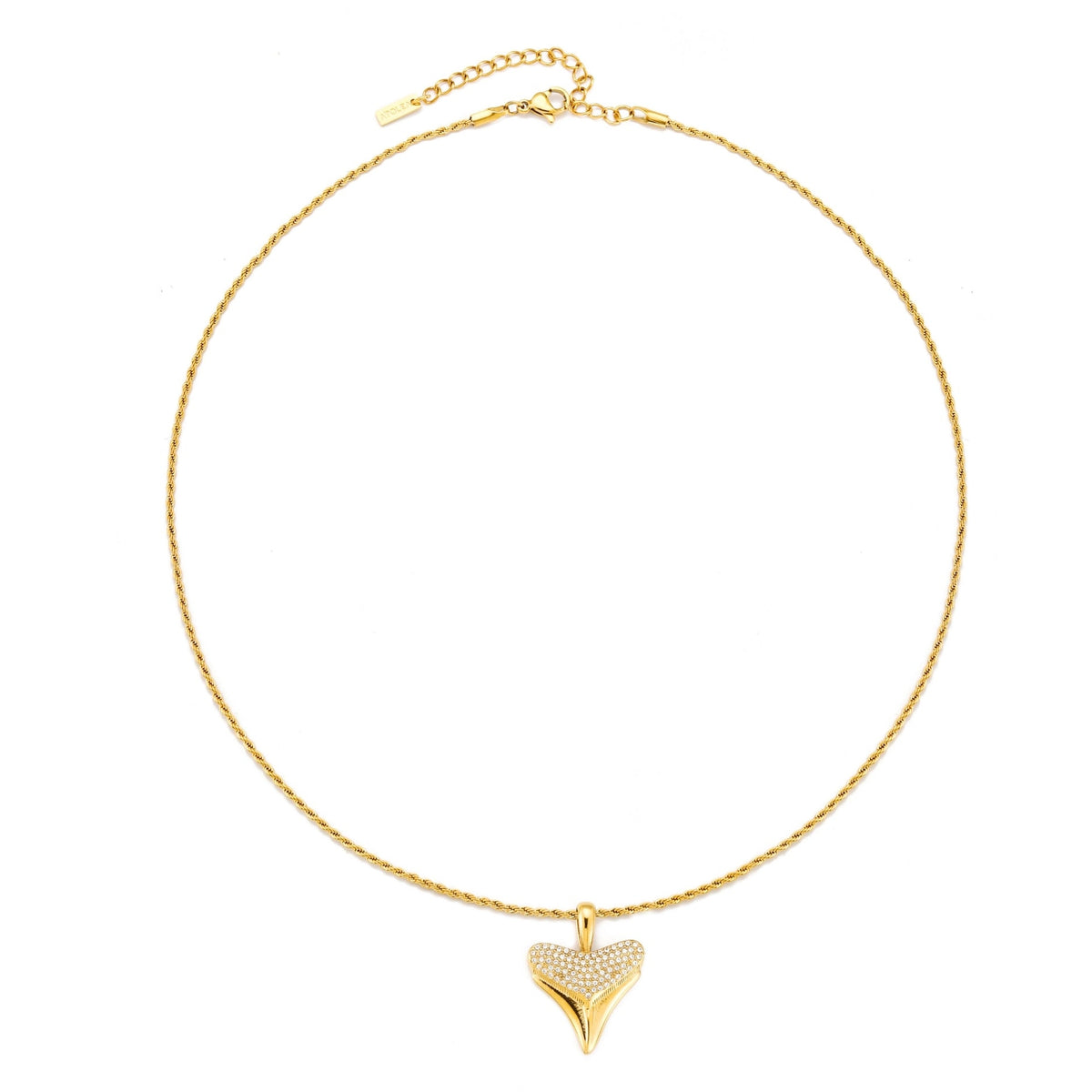 Zircon Shark Tooth Pendant Necklace, 18 mm