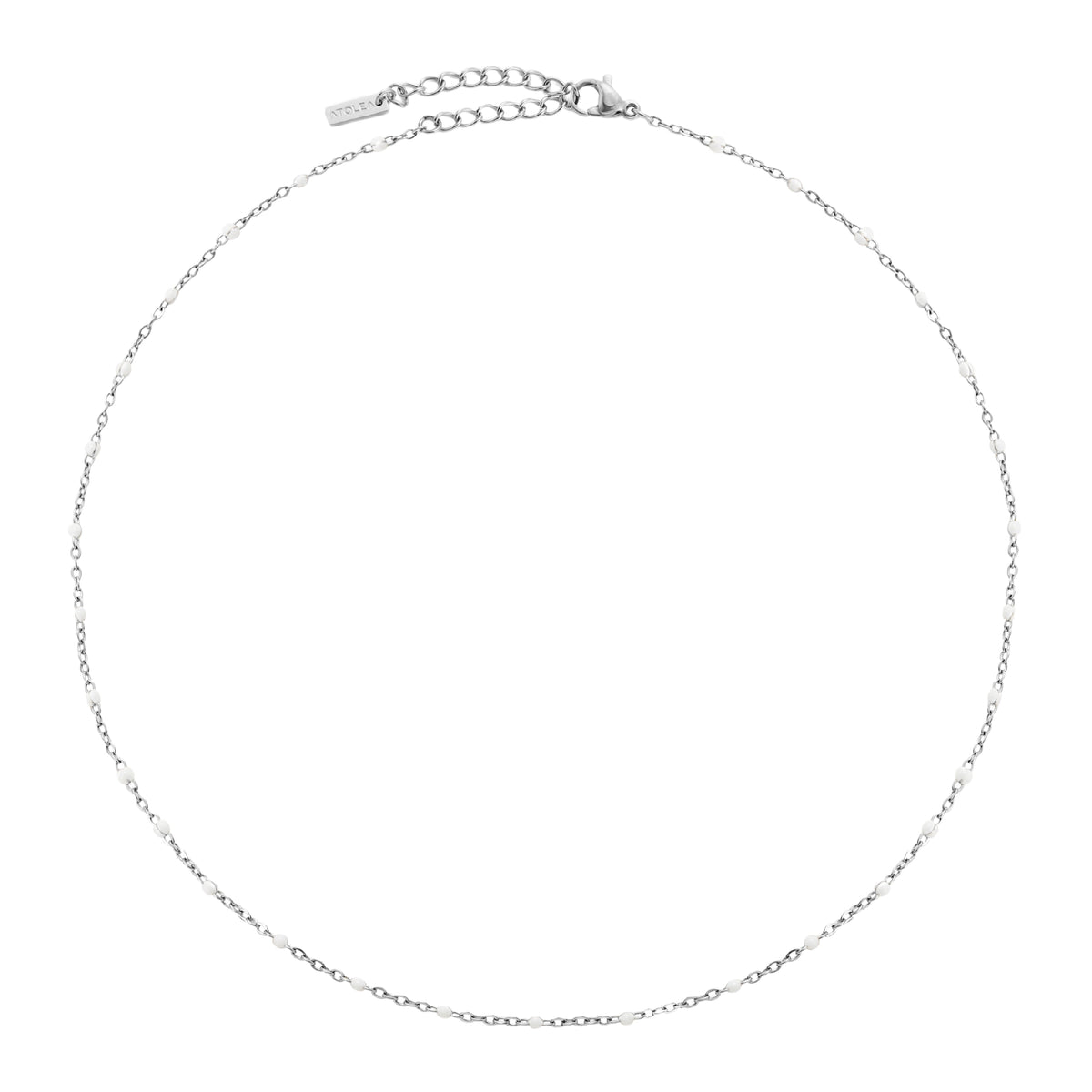 White Enamel Bead Choker, 39–44 cm