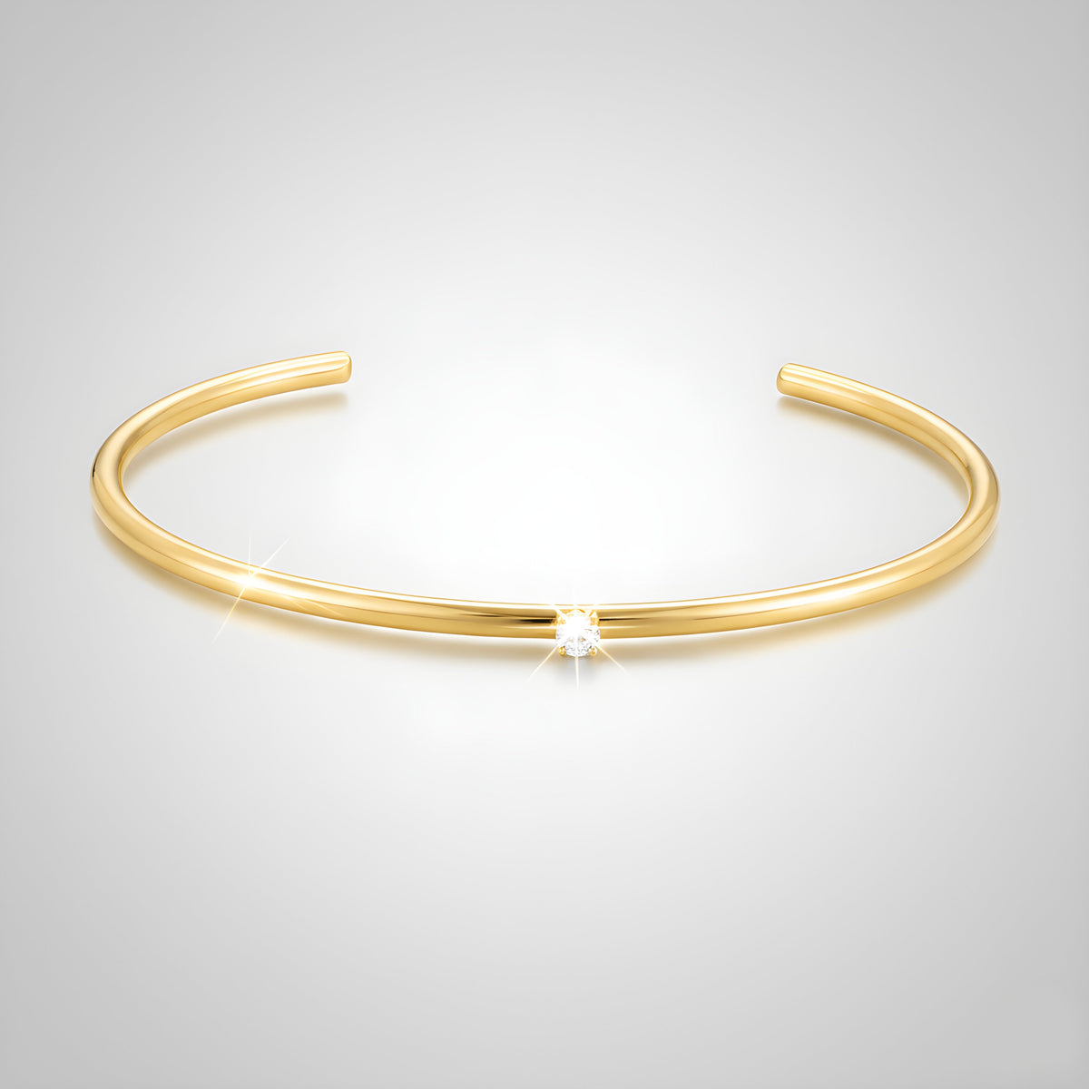 White Zircon Open Cuff Bracelet — Solar
