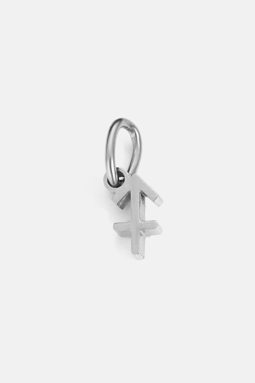 Zodiac Sign Pendant, 7 mm, Silver-Tone Stainless Steel