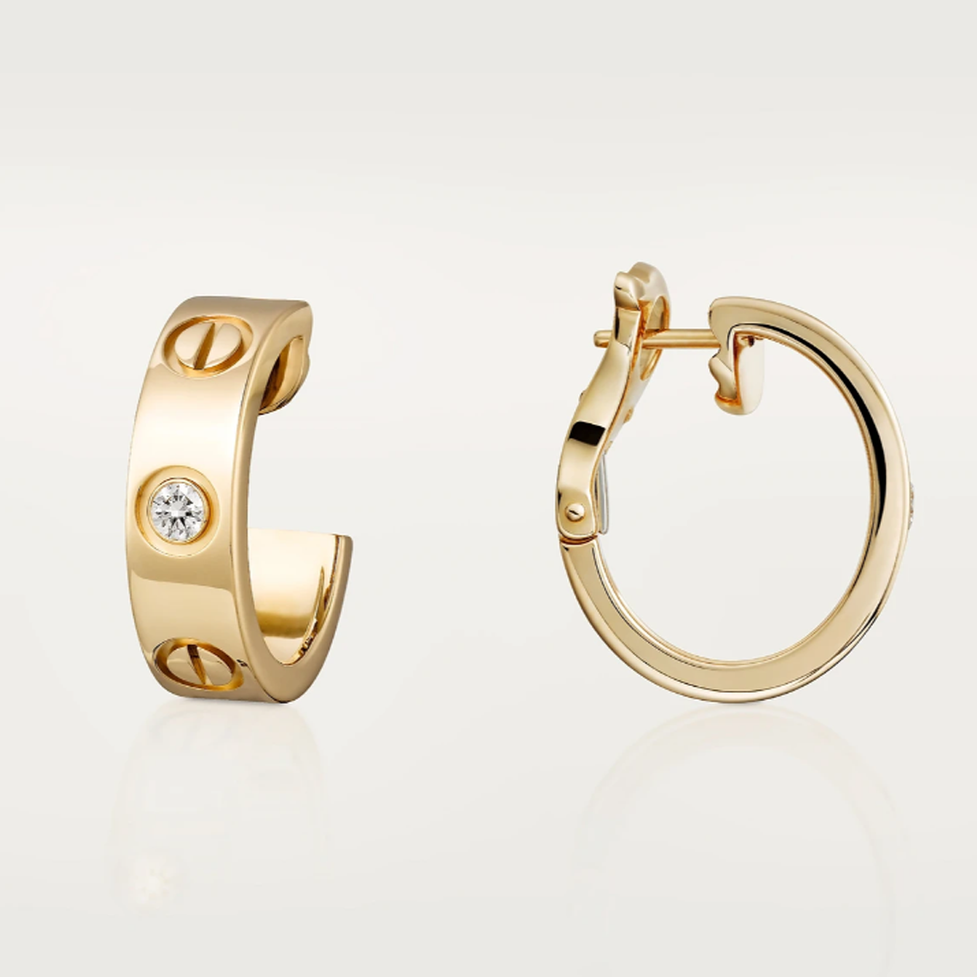 Crystal Screw Detail Hoop Earrings — Love