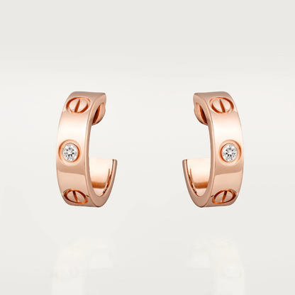 Crystal Screw Detail Hoop Earrings — Love
