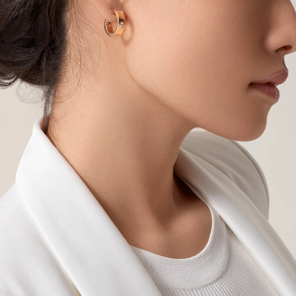 Crystal Screw Detail Hoop Earrings — Love