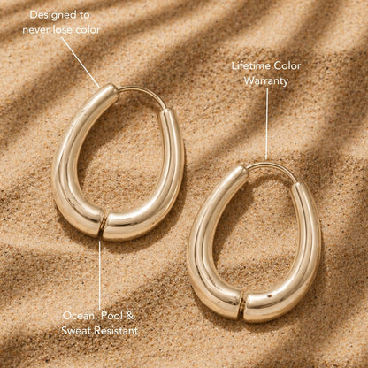 Teardrop Hoop Earrings, 17.5 mm, Steel