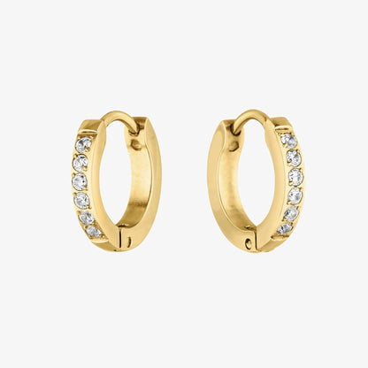 Zirconia Huggie Hoop Earrings, 13 mm