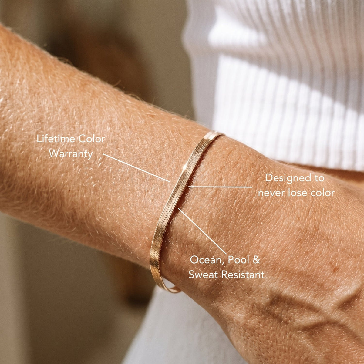 Herringbone Bracelet, 4 mm × 16 cm — Kauai