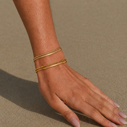 Herringbone and Rope Layered Bracelet — Ios
