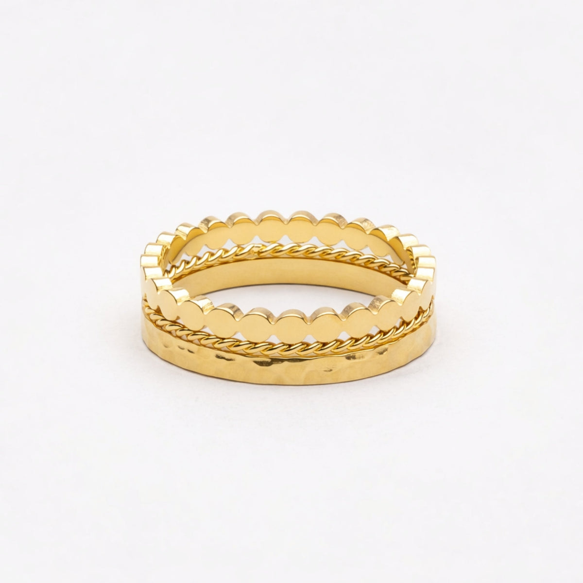 Three Textured Stacking Rings Set — Daily