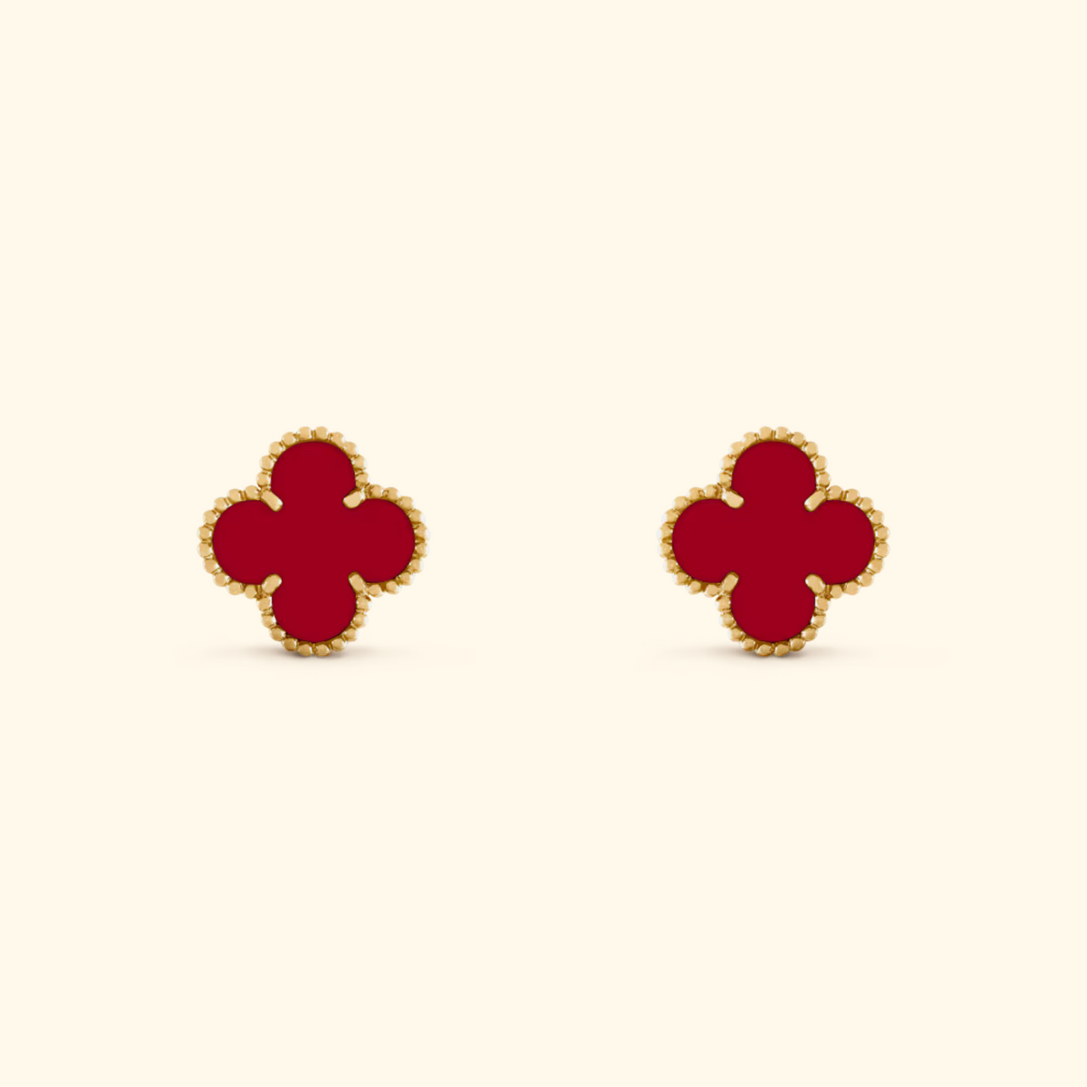 Clover Stud Earrings with Beaded Border