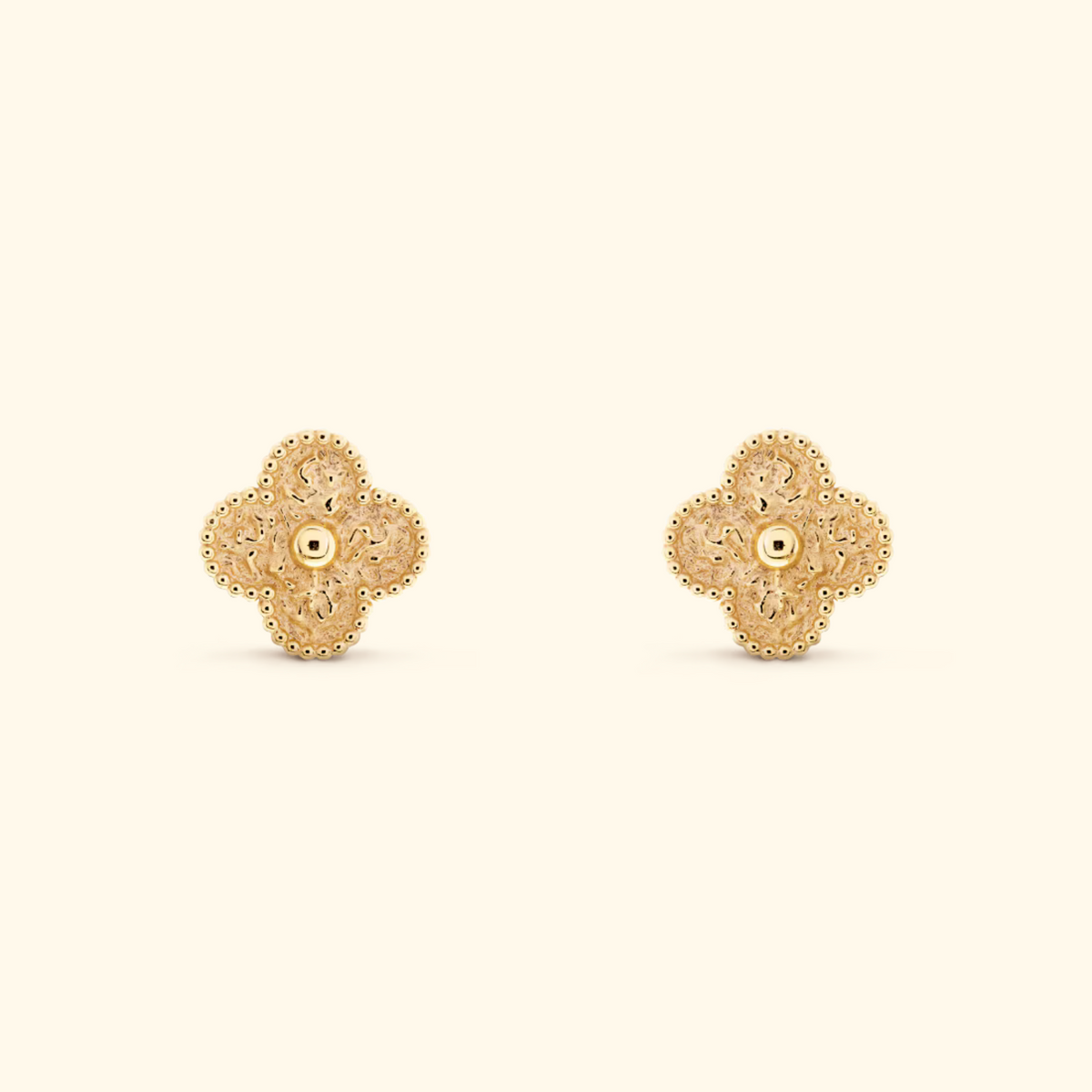 Clover Stud Earrings with Decorative Details