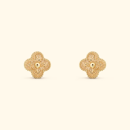Clover Stud Earrings with Decorative Details