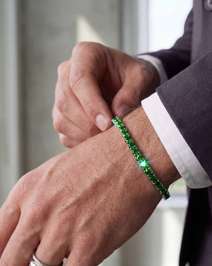 Green Zircon Tennis Bracelet, 4 mm, Silver-Plated — Reserva