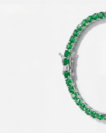 Green Zircon Tennis Bracelet, 4 mm, Silver-Plated — Reserva