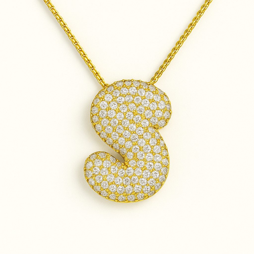 Bubble Initial Crystal Necklace, A–Z, 18 in
