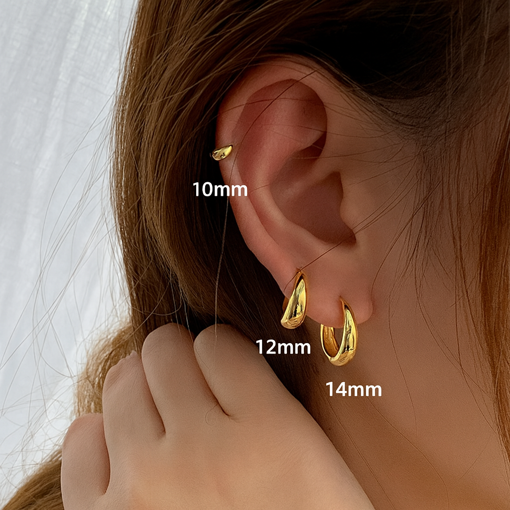Rounded Mini Hoop Earrings, 10–14 mm — Hilda