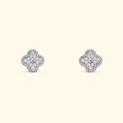 Clover Stud Earrings with Decorative Details